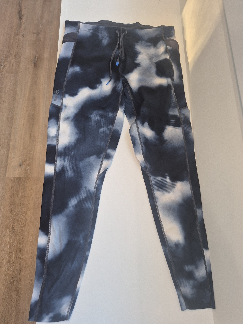 Mens Navy and White Janji Trail Tights